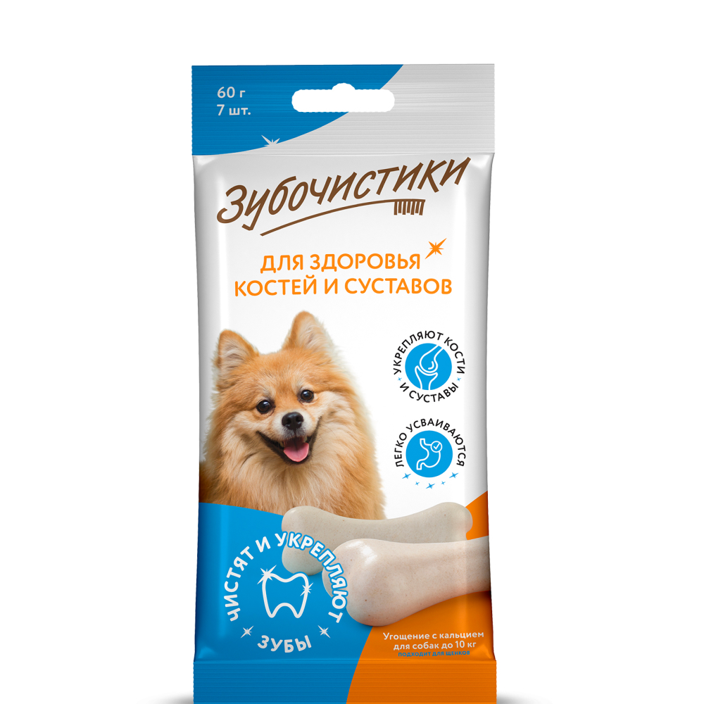 

Лакомство Зубочистики Косточка с кальцием для чистки зубов для собак мелких пород, 7 шт., 60 гр.