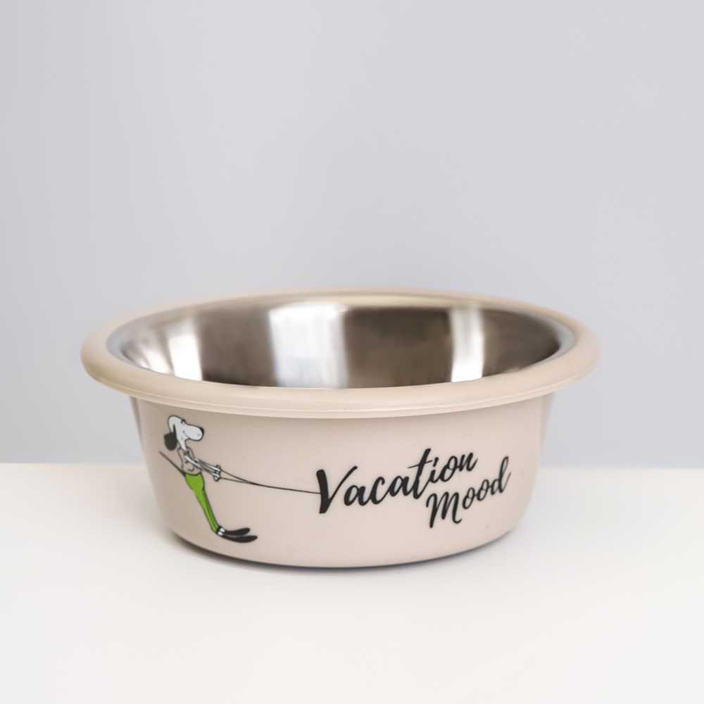 

Petmax Миска для кошек и собак Vacation Mood, 400 мл, 13х5,5 см, бежевая, Бежевый