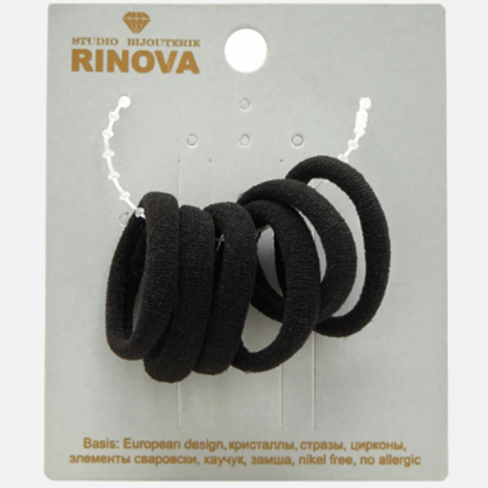 

RINOVA Резинка для собачьих волос, черная малая 2,5-3,5 см, 6 штук на бирке, Черный