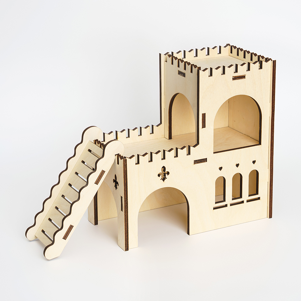 

Petmax Домик-замок с лесенкой для грызунов, 23x11x23 см, Белый