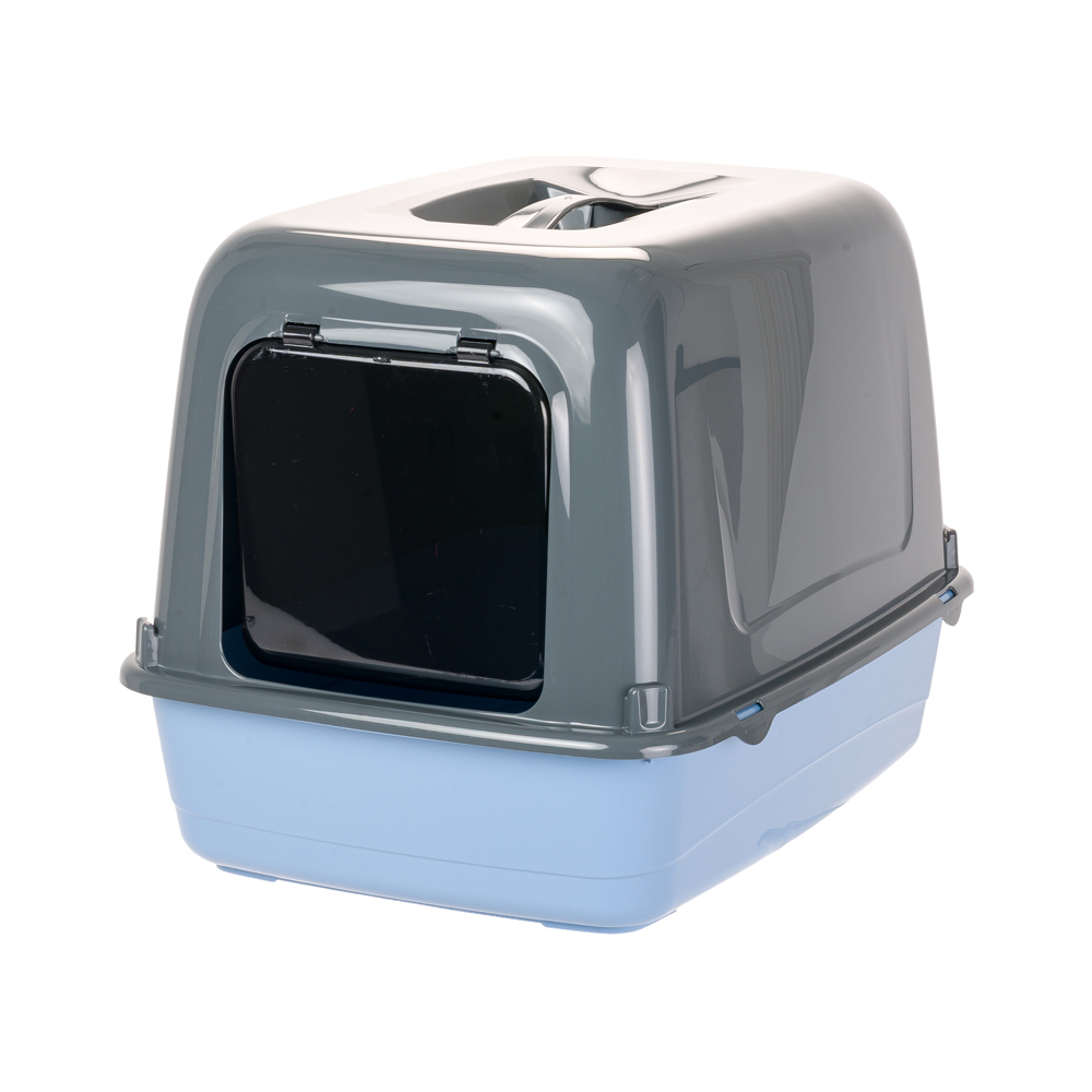 

Ferplast Туалет закрытый с фильтром для кошек Clear Cat 10, , серый с синим