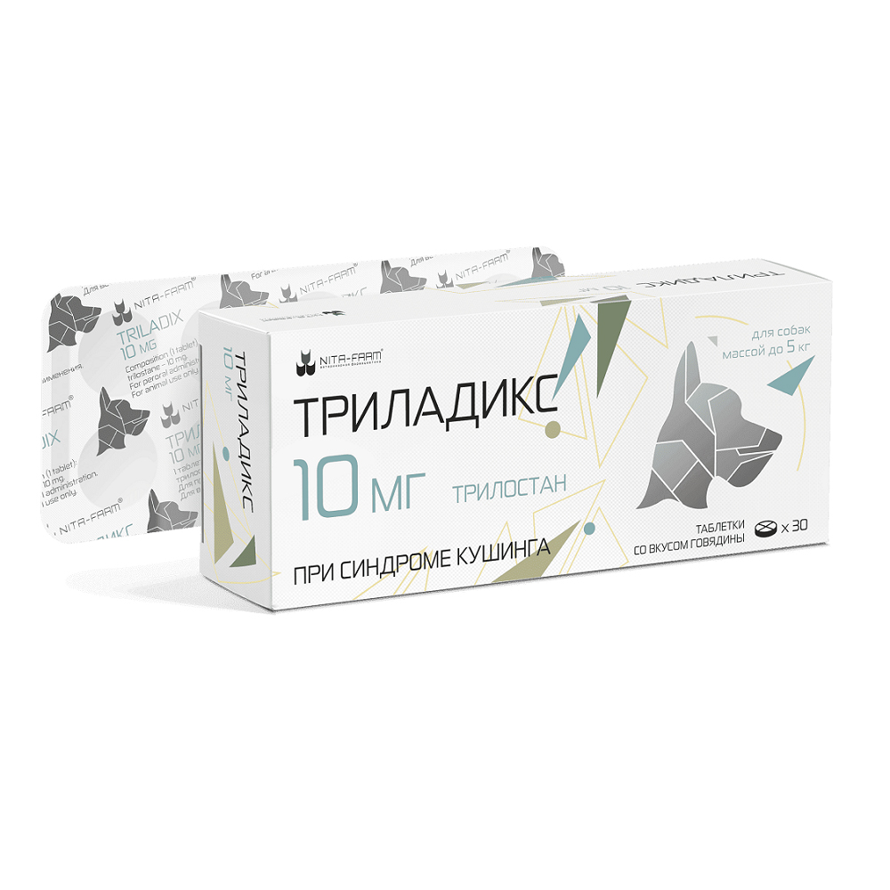 

Nita-farm Триладикс для собак при синдроме Кушинга 10 мг, 30 таблеток (по рецепту)