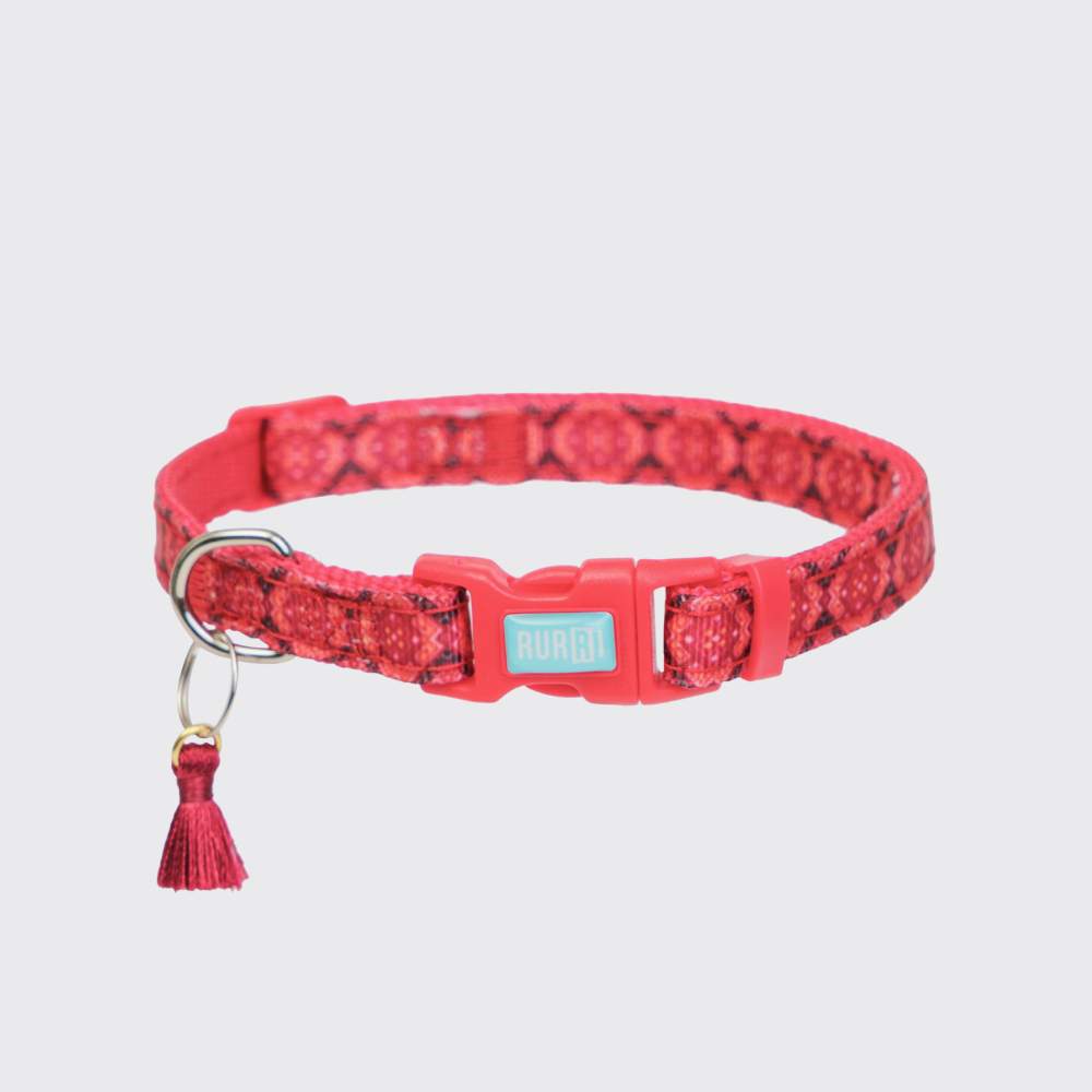 

RURRI Ошейник нейлоновый для кошек и собак Этника, обхват шеи , ширина 1 см, красный