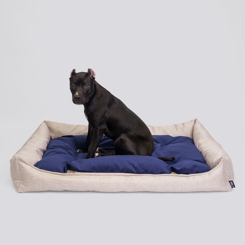 

RURRI Лежак со съемным чехлом для крупных кошек и собак средних и больших размеров Мэдис, 120х90 см, Бежевый