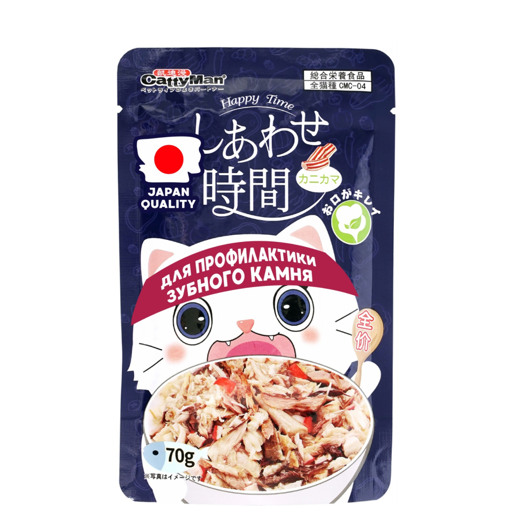 

CATTYMAN Влажный корм (пауч) для профилактики зубного камня у кошек, камчатский краб и тихоокеанский тунец, 70 гр.