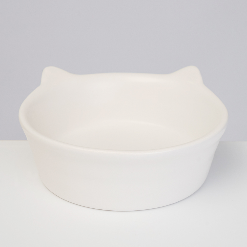 

RURRI Миска с ушками матовая для кошек, 15х15х5,5 см, 250 мл, белая, Белый