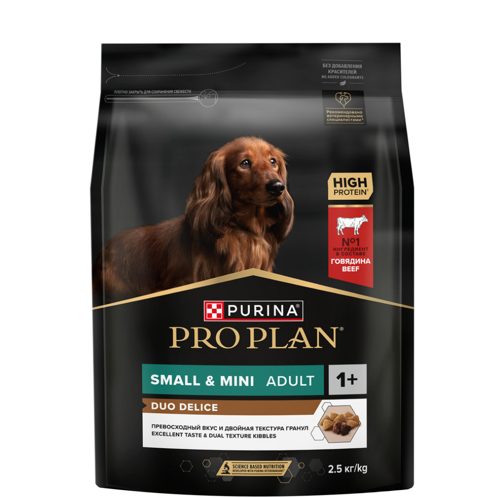 

ProPlan Duo Delice Сухой корм с двойной текстурой гранул для взрослых собак мелких и карликовых пород, с высоким содержанием говядины, 700 гр.