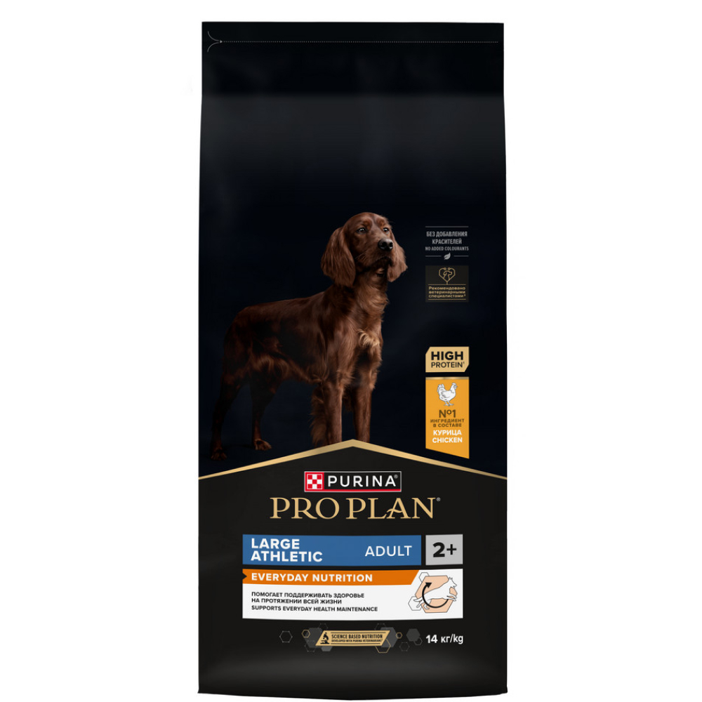 

PRO PLAN® Everyday Nutrition Сухой корм для взрослых собак крупных пород с атлетическим телосложением, с высоким содержанием курицы, 14 кг