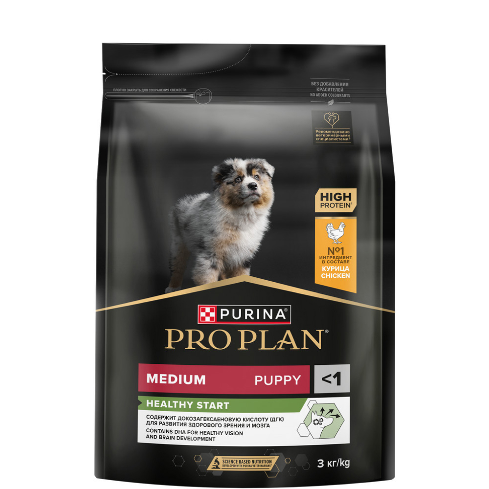 

ProPlan Healthy Start Сухой корм для щенков средних пород, с высоким содержанием курицы, 3 кг