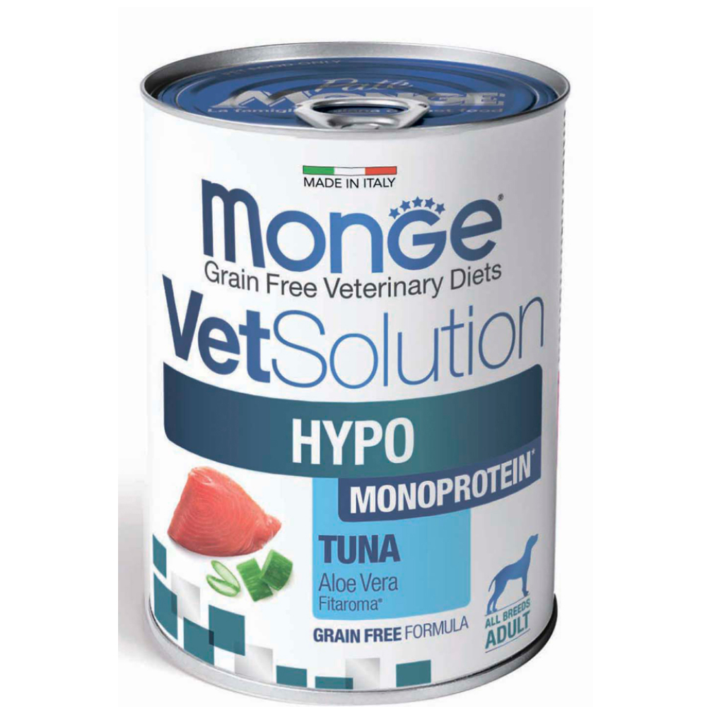 

Monge VetSolution Hypo Monoprotein Влажный корм (консервы) для собак с пищевой непереносимостью, 400 гр.