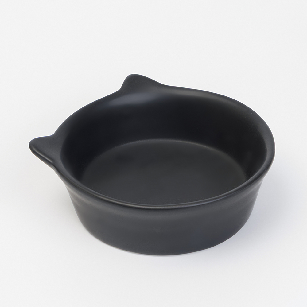 RURRI Миска с ушками матовая для кошек, 15х15х5,5 см, 250 мл, черный