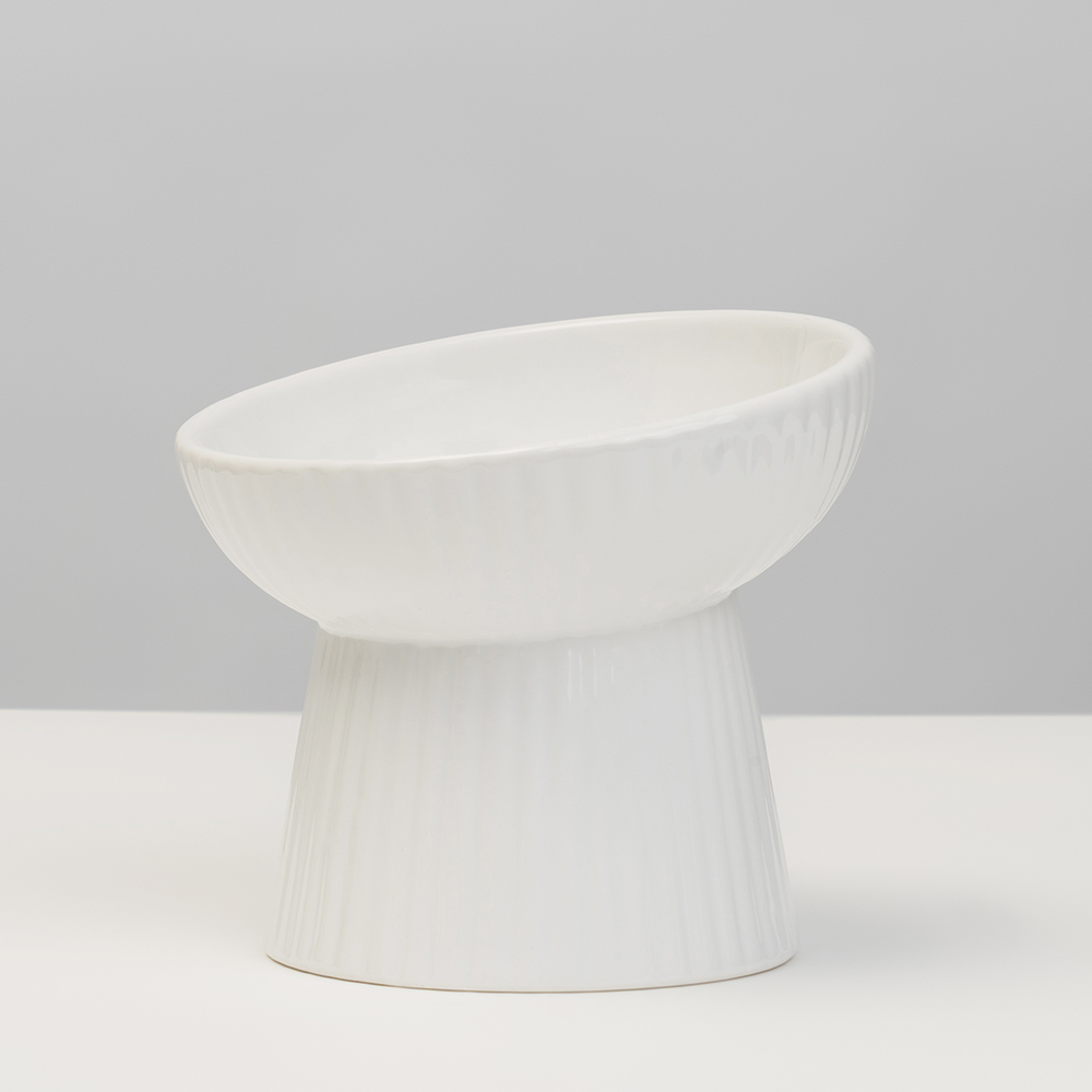 

RURRI Миска керамическая на ножке для кошек и собак, 150 мл, 14х14х13 см, белый