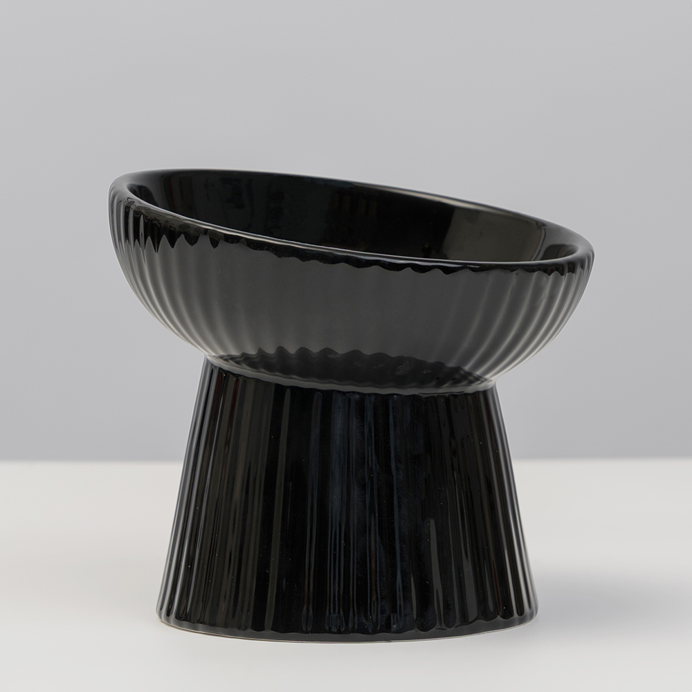 

RURRI Миска керамическая на ножке для кошек и собак, 150 мл, 14х14х13 см, черный