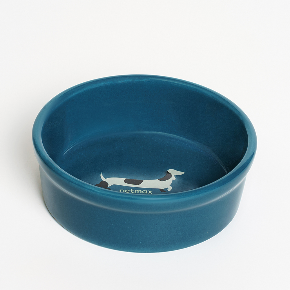 

Petmax Миска керамическая для кошек и собак Такса, 300 мл, 13х13х4,5 см, синий