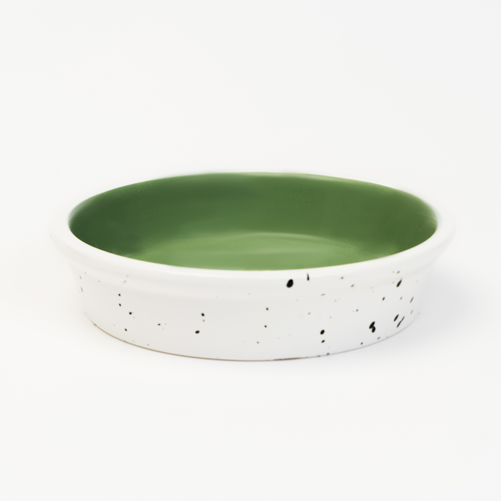 

Petmax Миска керамическая для кошек и собак, 120 мл, 14,5х14,5х3,5 см, бело-зеленый