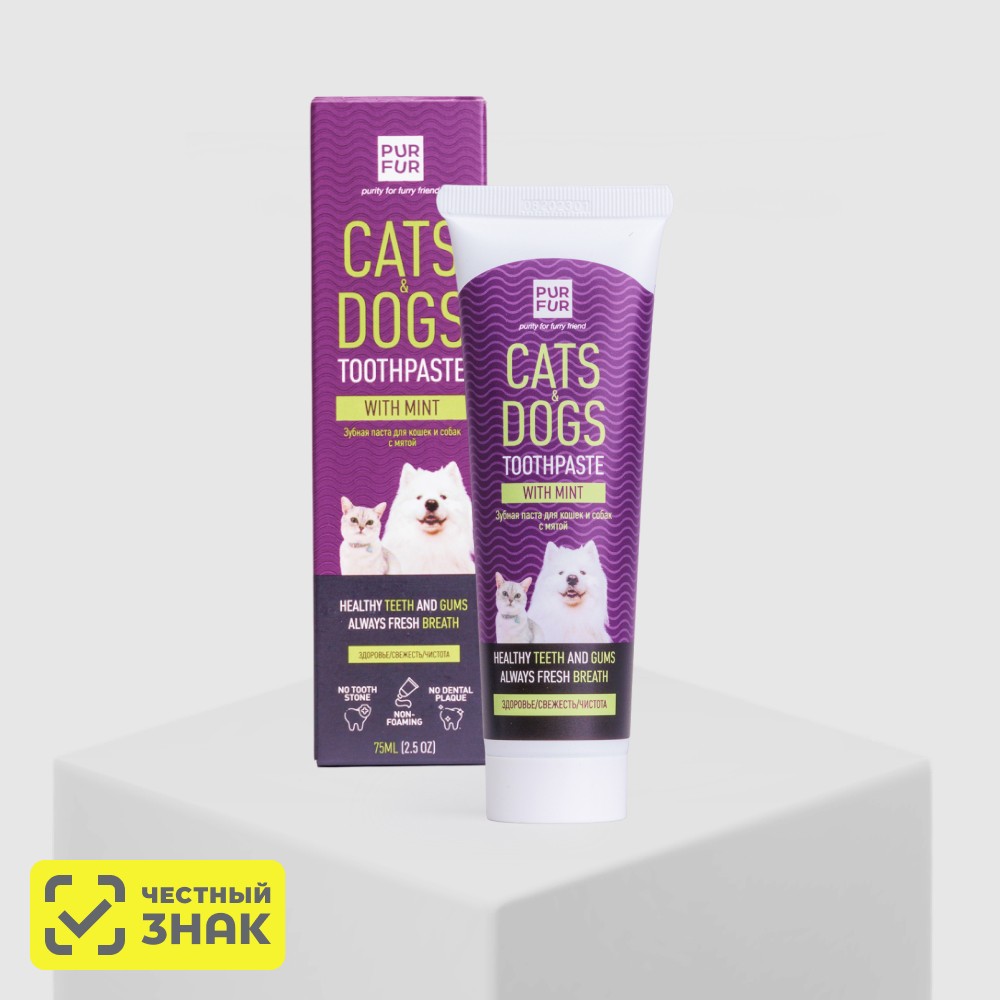 

PUR FUR Зубная паста для собак и кошек, мята, 75 мл