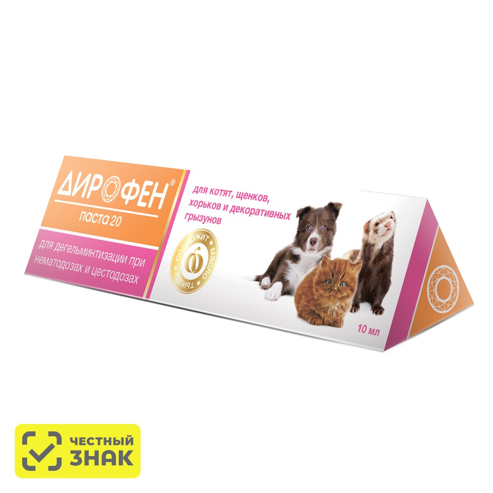 

Apicenna Дирофен Паста 20 Паста антигельминтная для котят, щенков, хорьков и декоративных грызунов, 10 мл