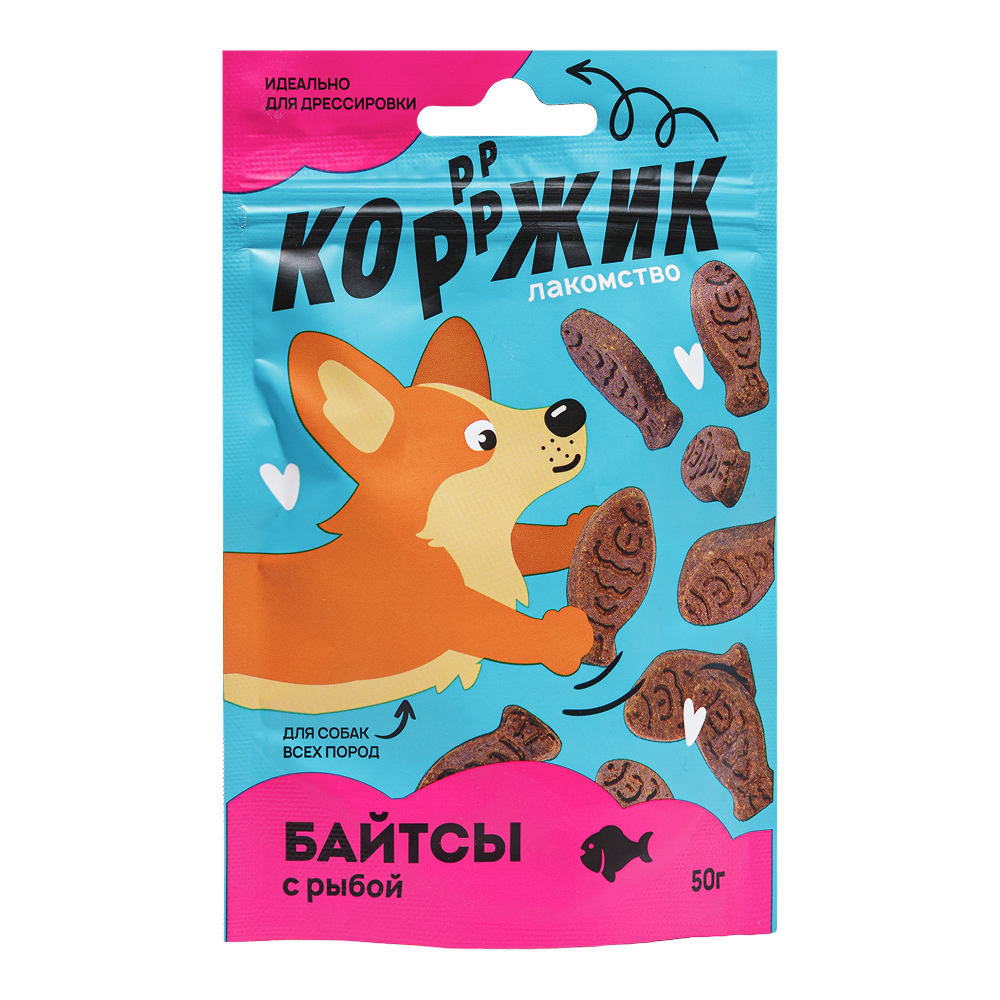 

КОРЖИК Лакомство Байтсы для собак всех пород, с рыбой, 50 гр.