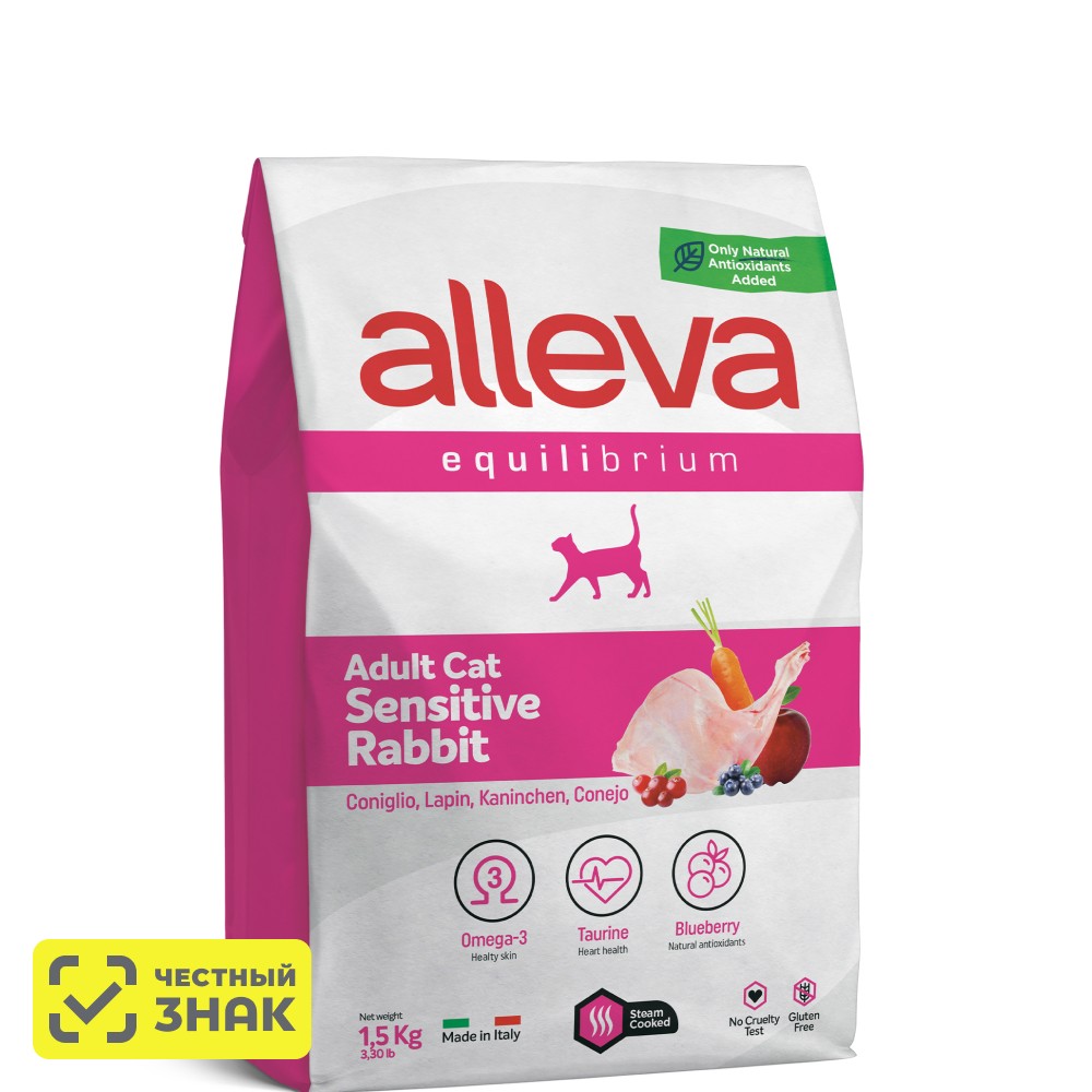 

ALLEVA Equilibrium Сухой корм для кошек, с кроликом, 1,5 кг