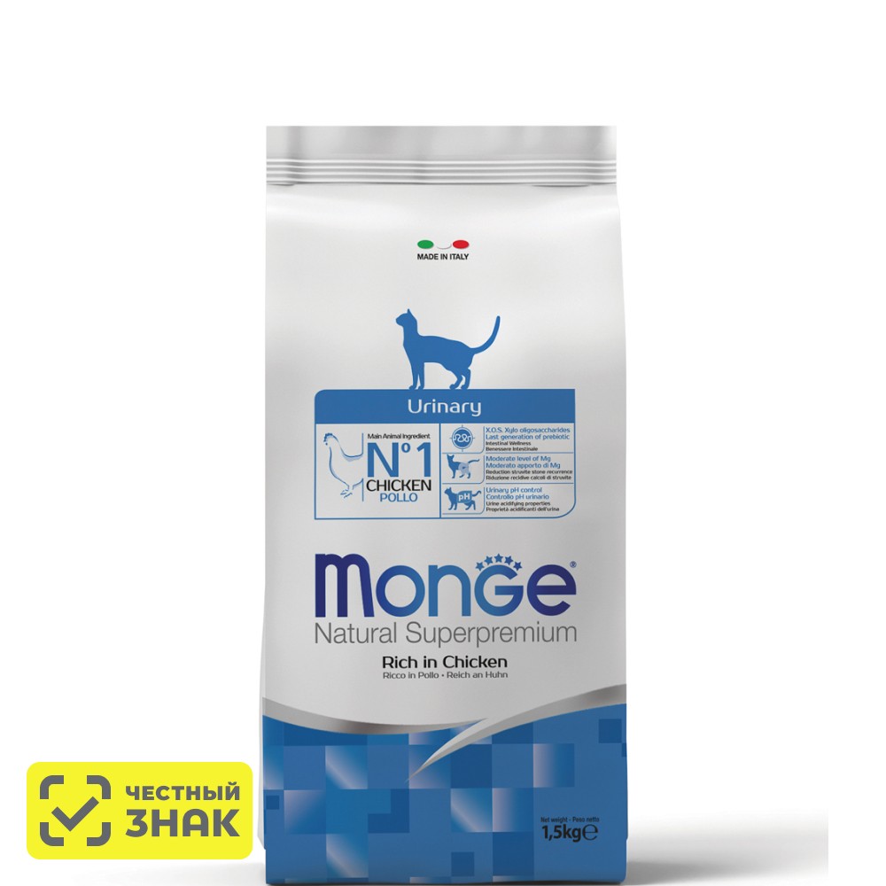 Корм для кошек Monge Superpremium Cat Urinary, с курицей