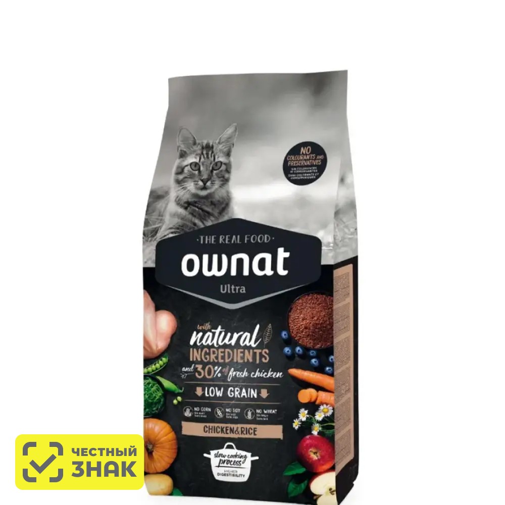 

Ownat Ultra Сухой корм для кошек, с курицей и рисом, 1,5 кг