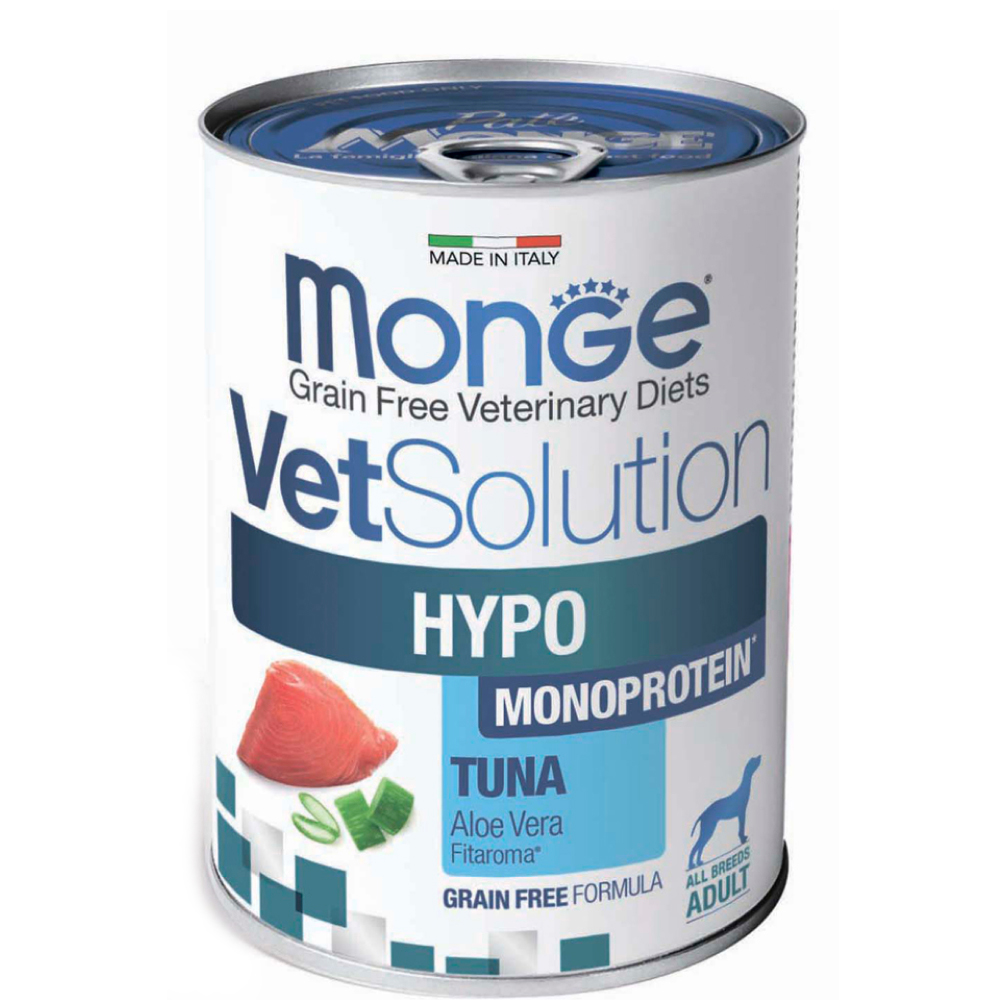

Monge VetSolution Hypo Monoprotein Влажный корм (консервы) для собак с пищевой непереносимостью, 400 гр.