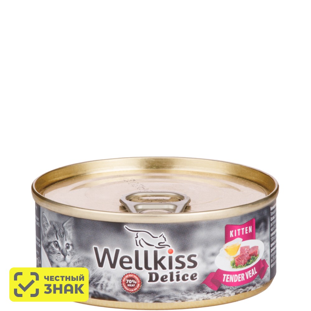 

Wellkiss Delice Влажный корм (консервы) для котят, нежная телятина, 100 гр.