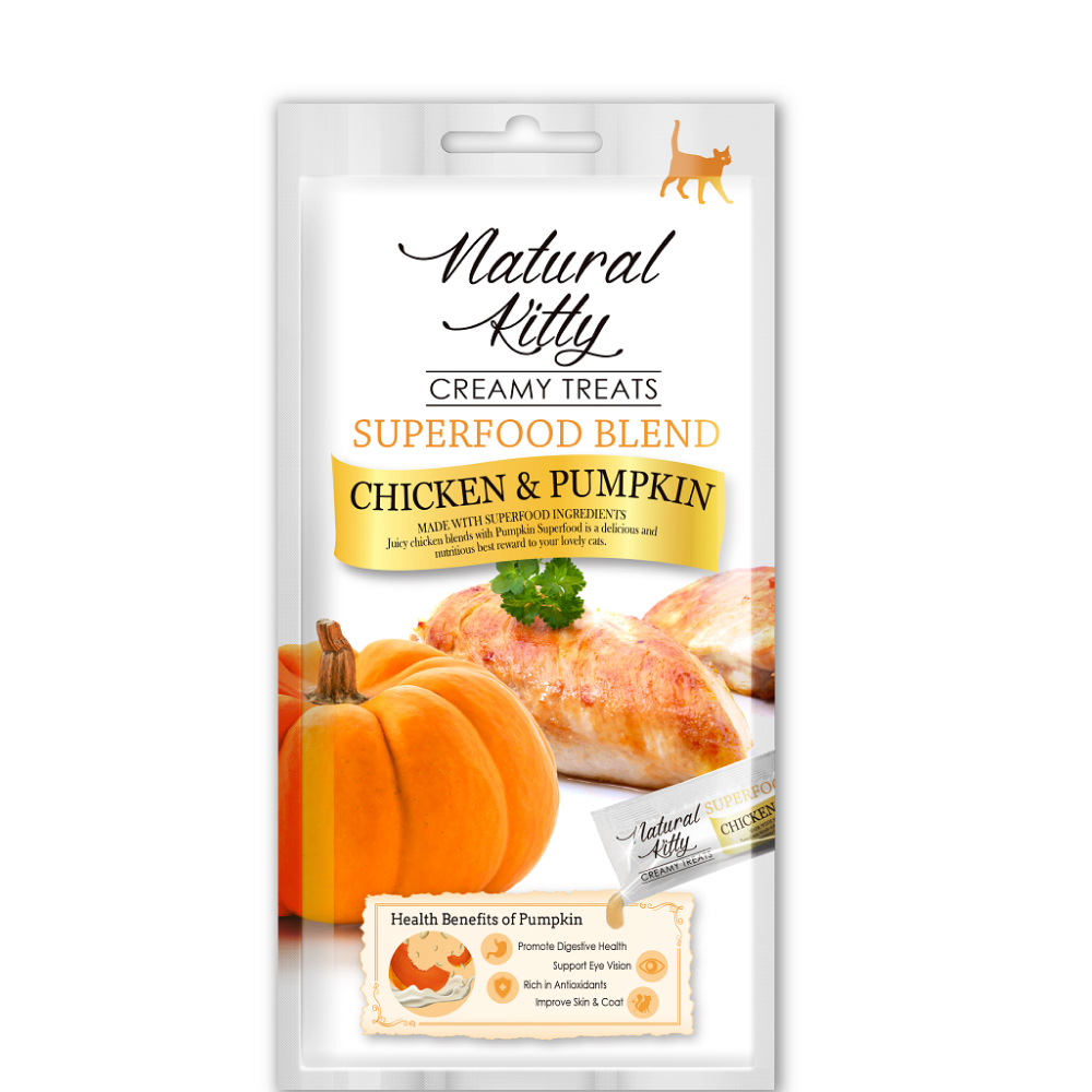 

Pettric Natural Kitty Лакомство Крем-суп с курицей и тыквой для кошек, 4х12 гр.