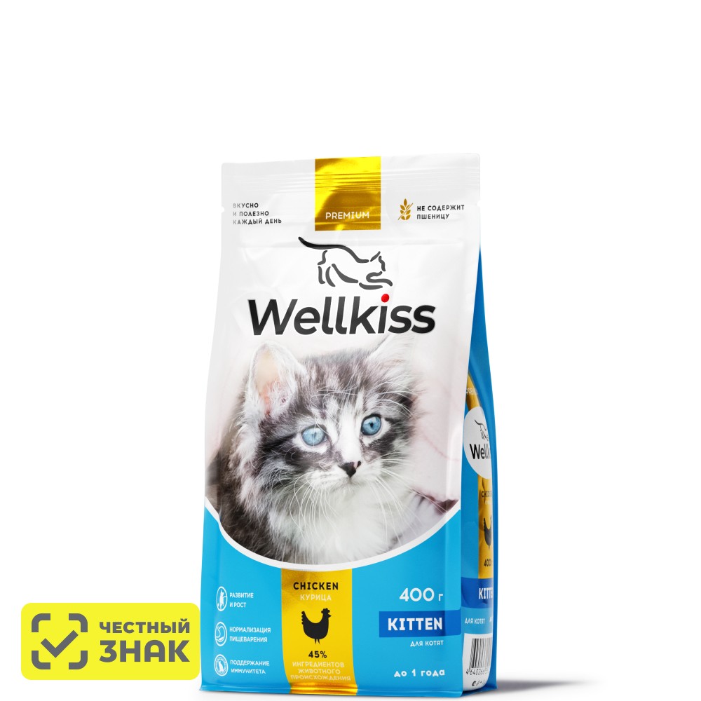 Wellkiss Kitten Delicate Сухой корм для котят, с курицей, 400 гр