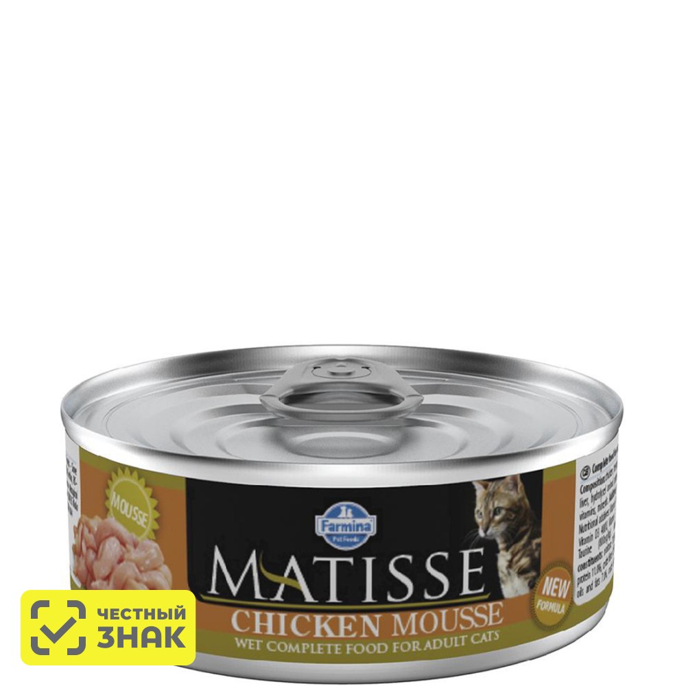

Farmina Matisse Влажный корм (консервы) для кошек, мусс с курицей, 85 гр.