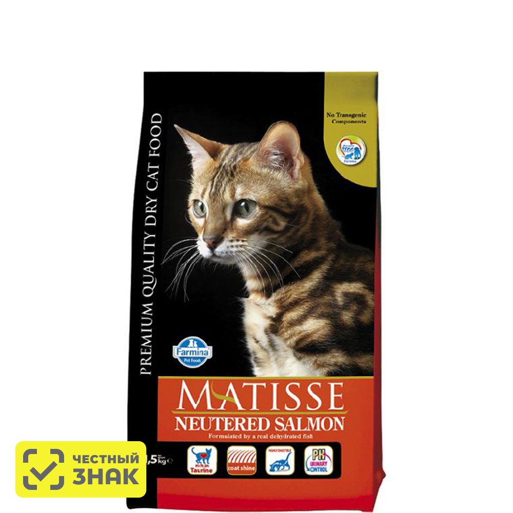 

Farmina Matisse Cухой корм для стерилизованных кошек и кастрированных котов, с лососем, 1,5 кг