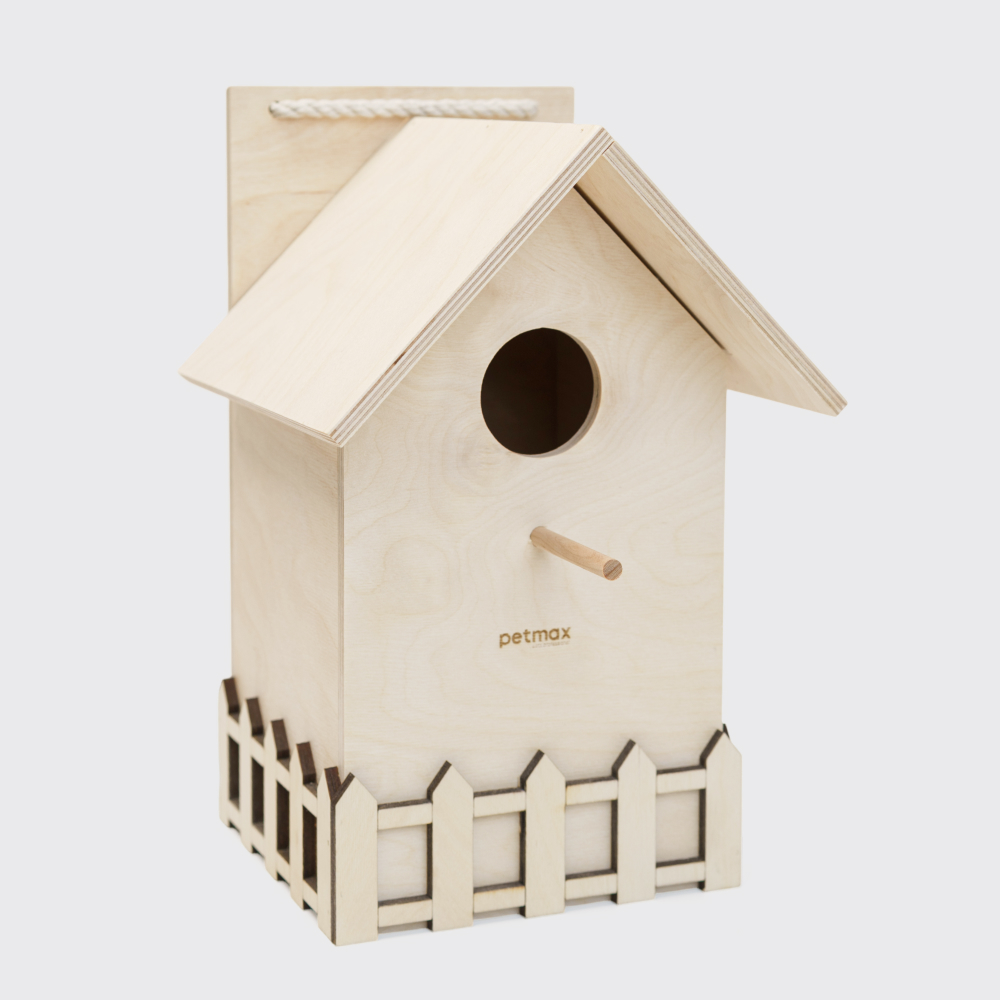 

Petmax Скворечник деревянный с забором, 21х21х32 см