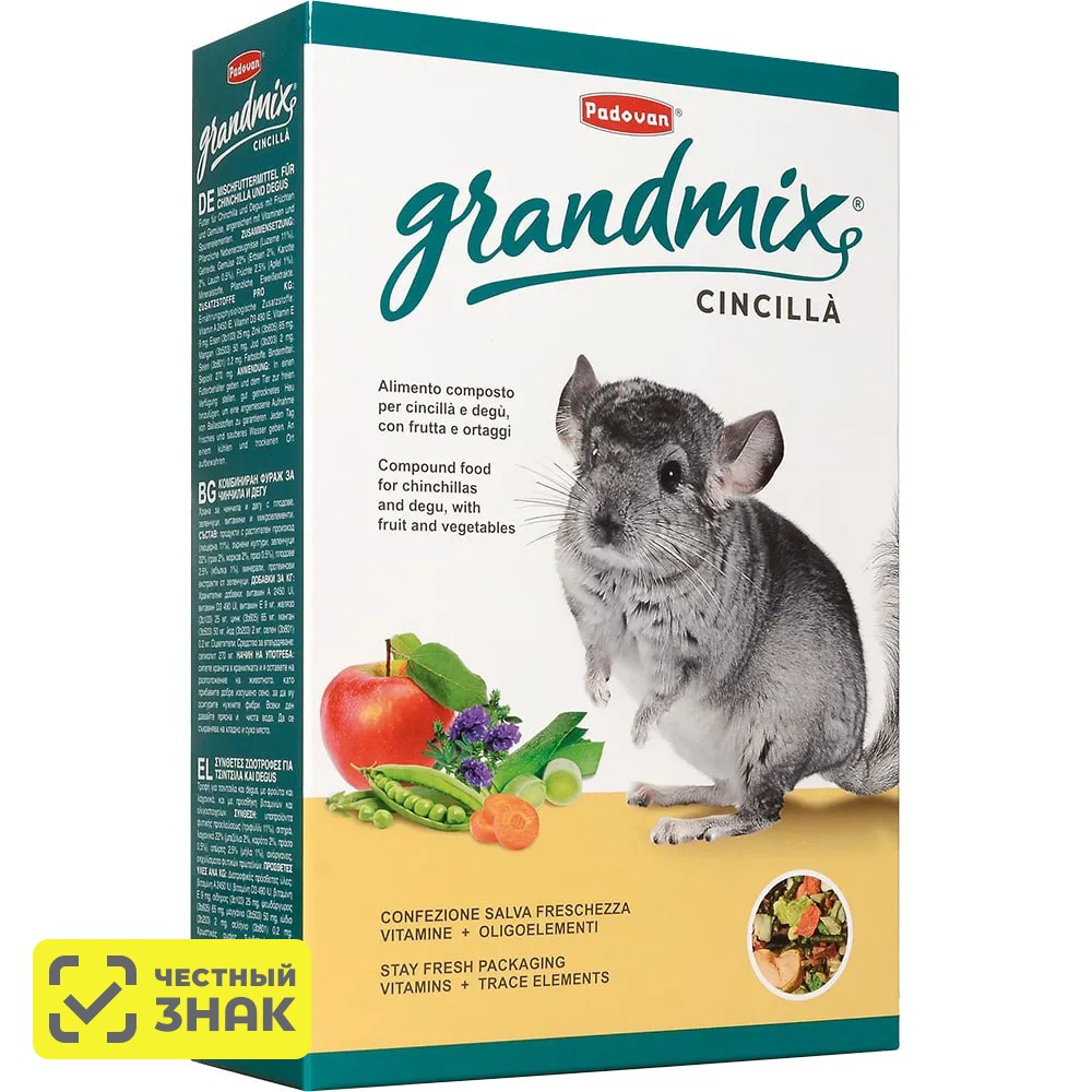 

Padovan Grandmix cincilla Корм комплексный основной для шиншилл и дегу, 850 гр.