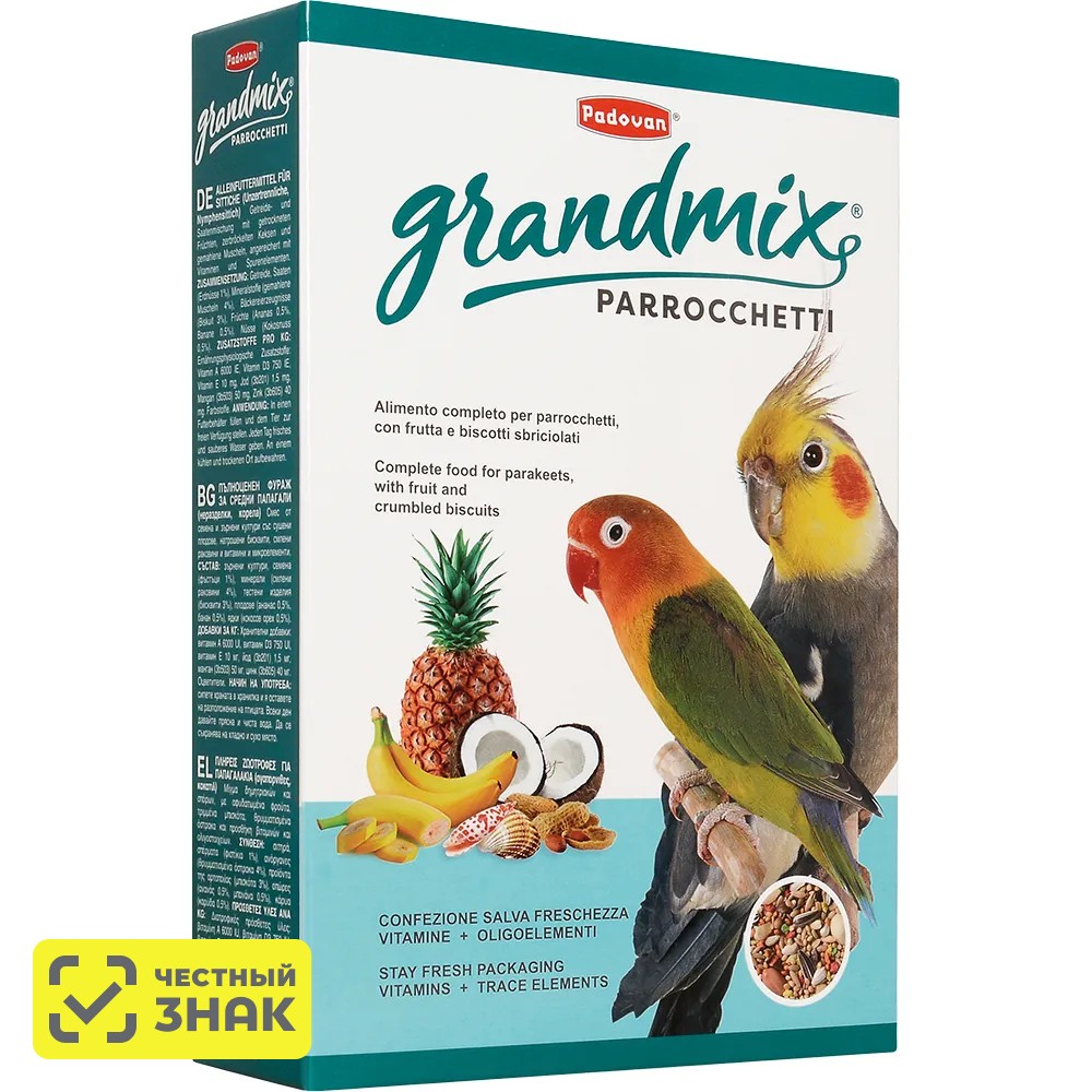 

Padovan Grandmix Parrocchetti Корм для средних попугаев, 850 г