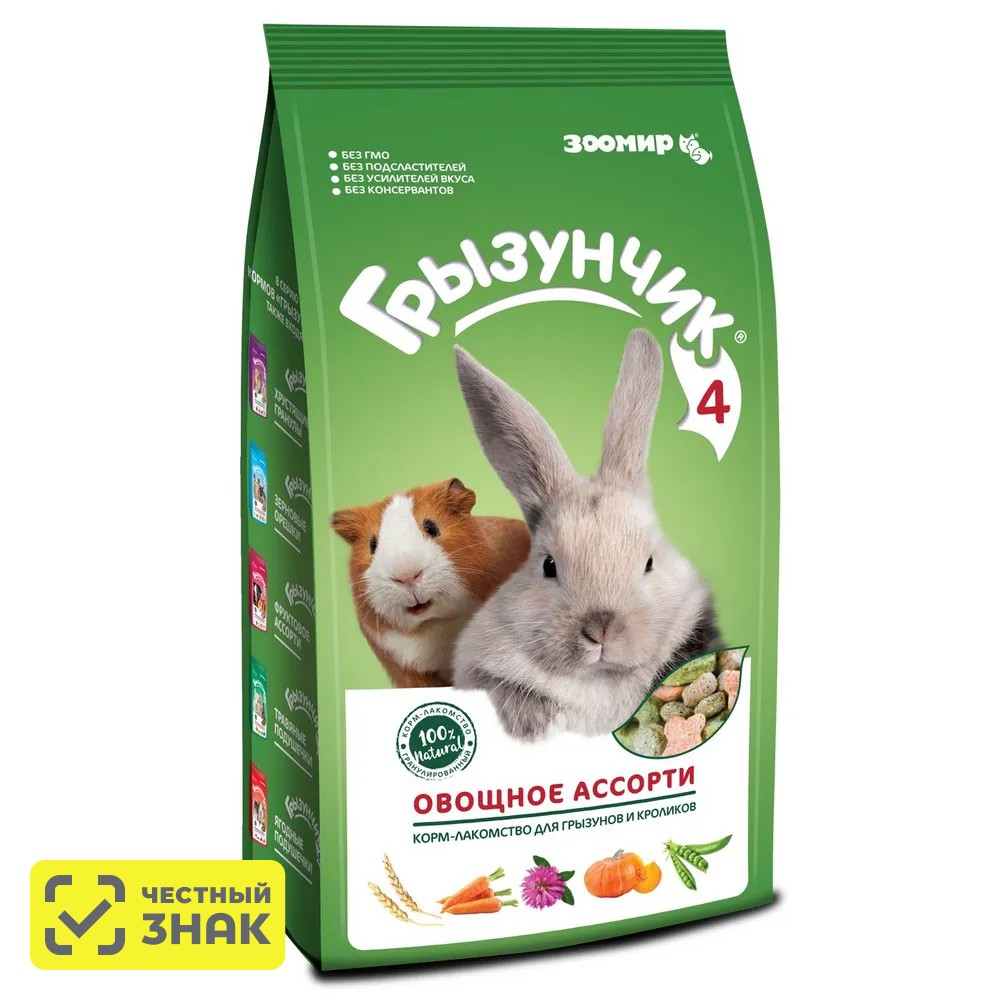 

Зоомир Корм для грызунов Грызунчик-4, овощное ассорти, 200 гр.