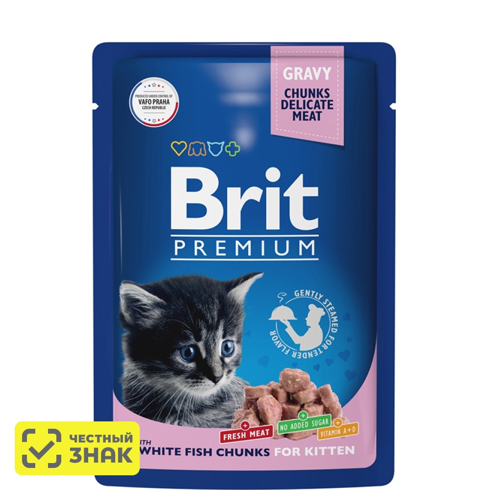 

Brit Premium Влажный корм (пауч) для котят, с белой рыбой в соусе, 85 гр.