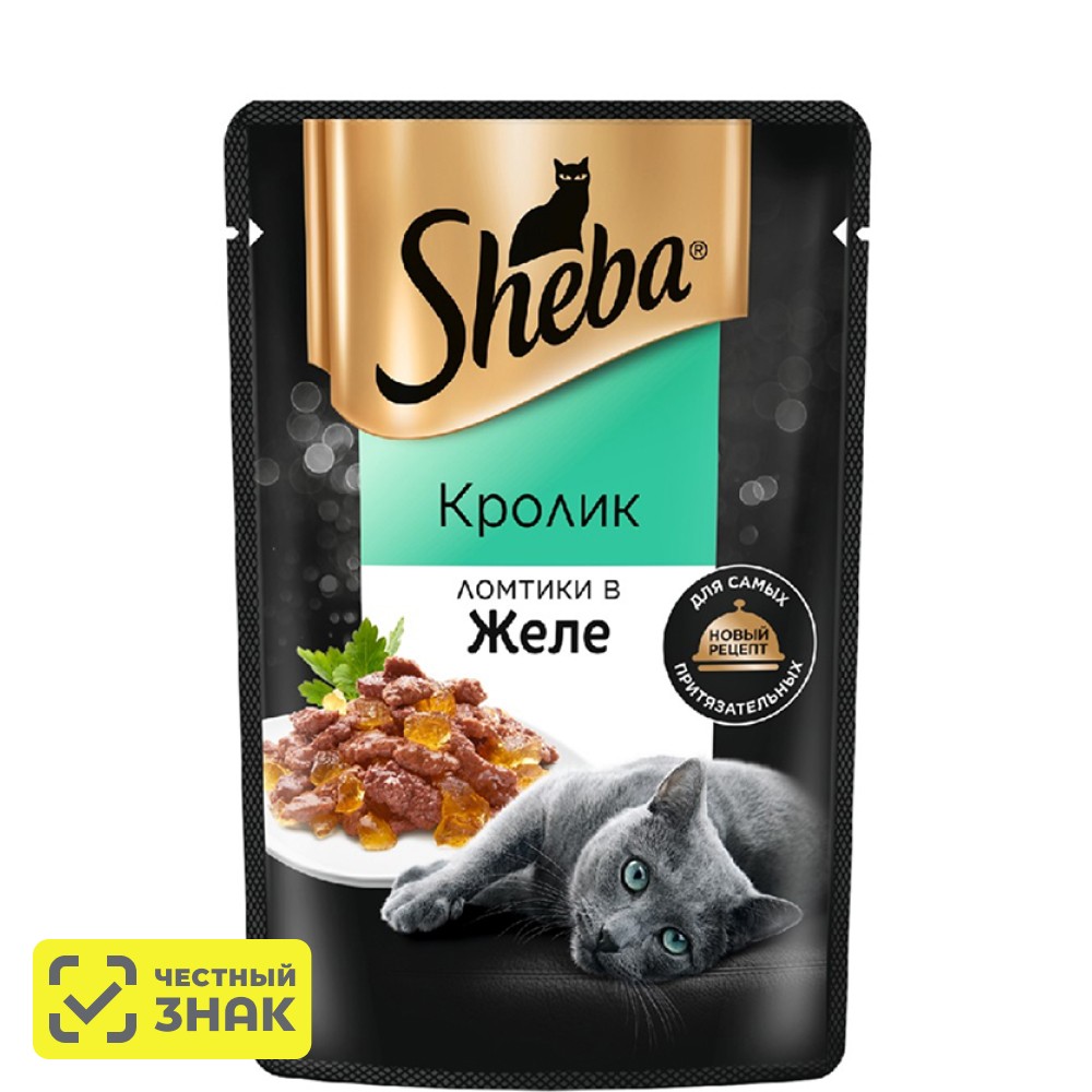 

Sheba Влажный корм (пауч) для кошек, с ломтиками кролика в желе, 75 гр.