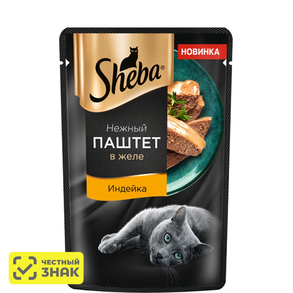 

Sheba Влажный корм (пауч) для кошек, с паштетом из индейки в желе, 75 гр.