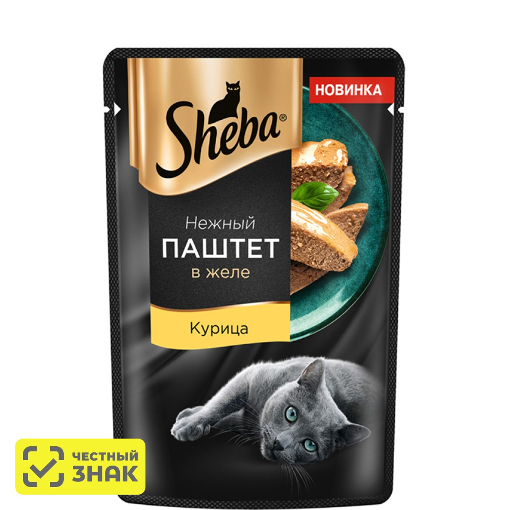

Sheba Влажный корм (пауч) для кошек, с паштетом из курицы в желе, 75 гр.