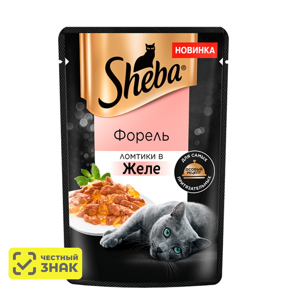 

Sheba Влажный корм (пауч) для кошек, с ломтиками форели в желе, 75 гр.