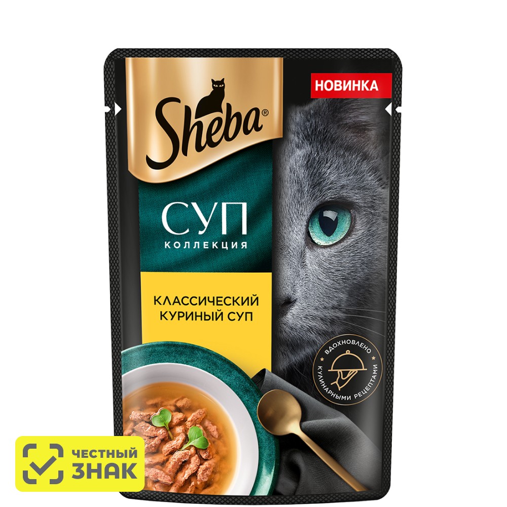 

Sheba Влажный корм (пауч) для взрослых кошек Суп Коллекция, с добавлением курицы, 70 гр.