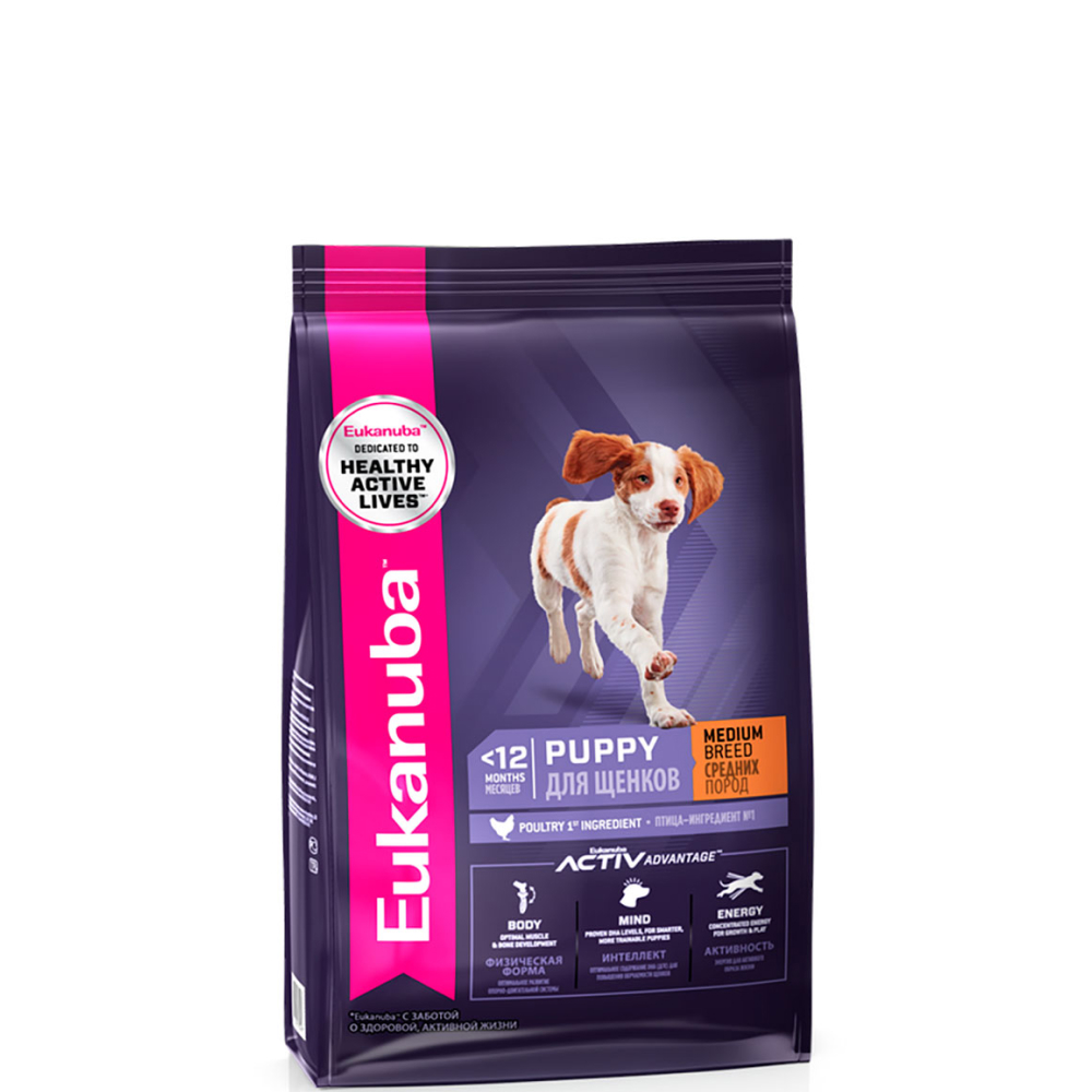 

Eukanuba Puppy Medium Breed Сухой корм для щенков средних пород, с курицей, 800 гр.