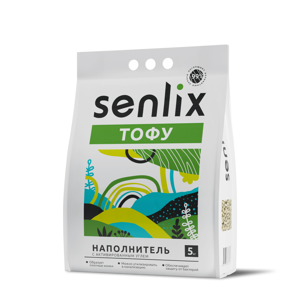 

SENLIX Наполнитель соевый комкующийся c активированным углем для туалета кошек и котят Тофу, 5 кг