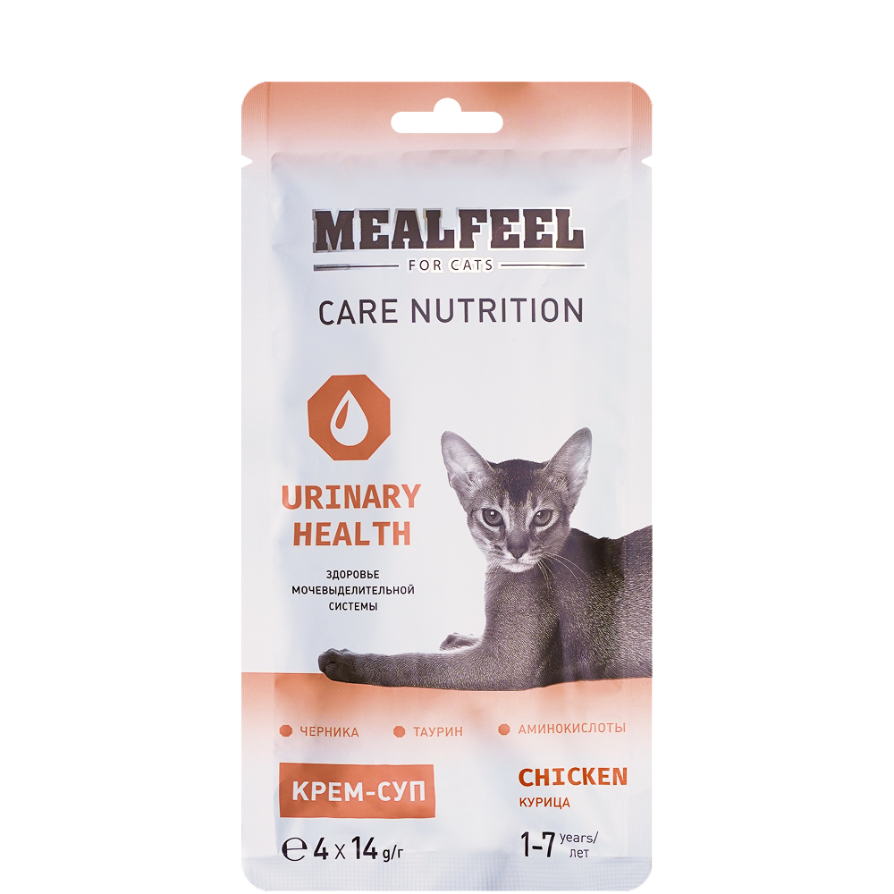 

Mealfeel Care Nutrition Лакомство Крем-суп с курицей для здоровья мочевыделительной системы у кошек, 4х14 гр.