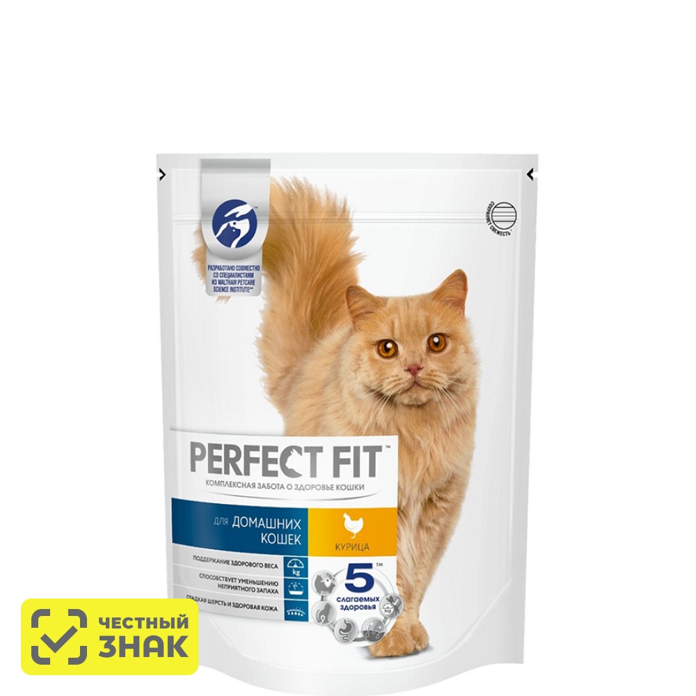 

Perfect Fit Сухой корм для домашних кошек, с курицей, 650 гр.