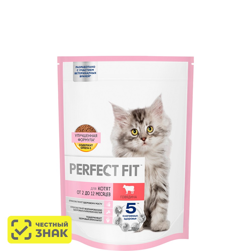 

Perfect Fit Сухой корм для котят, с говядиной, 650 гр.
