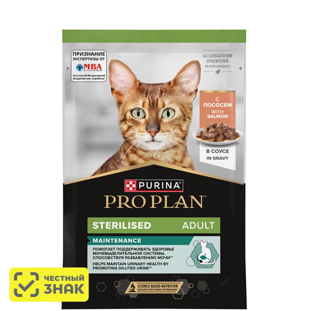 

ProPlan Sterilised MAINTENANCE Влажный корм (пауч) для взрослых стерилизованных кошек, с лососем в соусе, 85 гр.