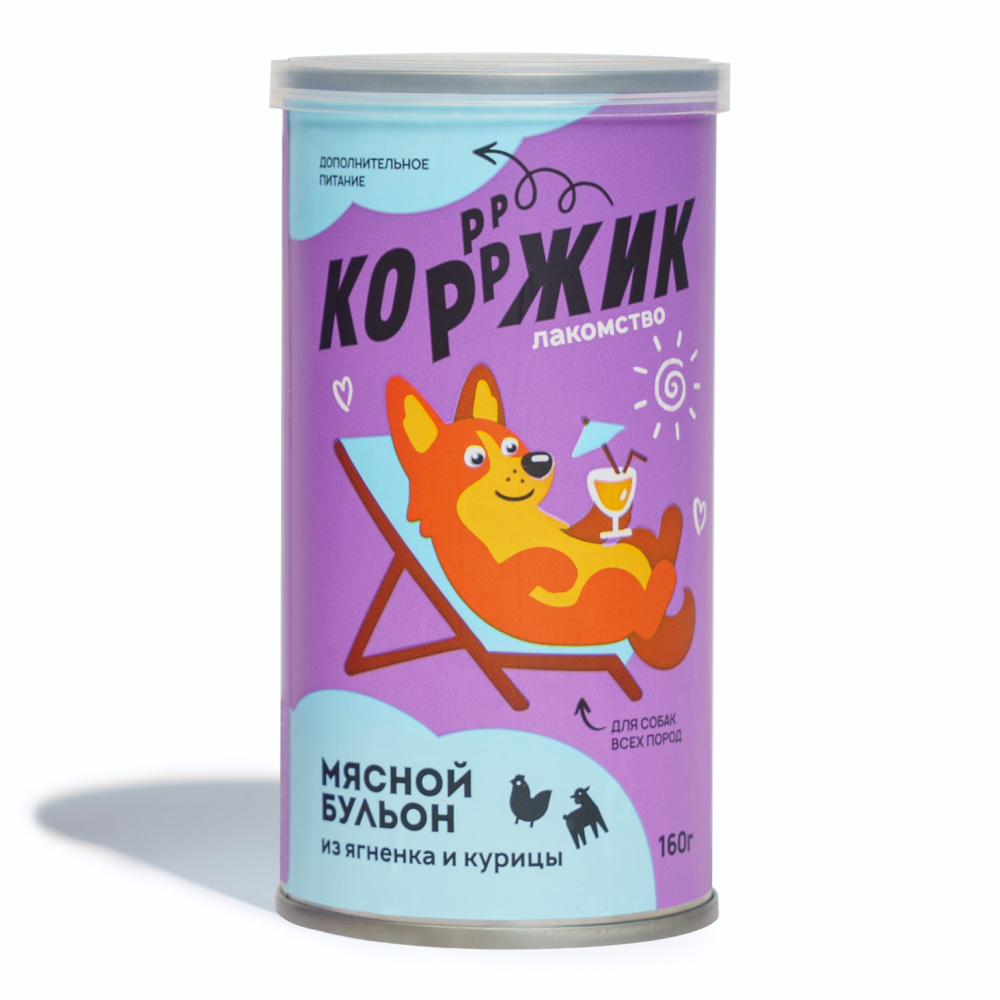 

КОРЖИК Лакомство Мясной бульон для собак всех пород, с ягненком и курицей, 160 гр.