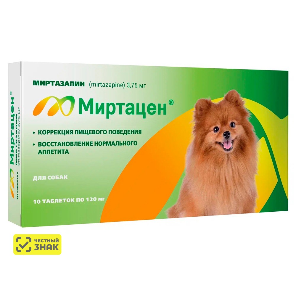 

Apicenna Миртацен Средство для коррекции и восстановления нормального аппетита у собак, 10 таблеток