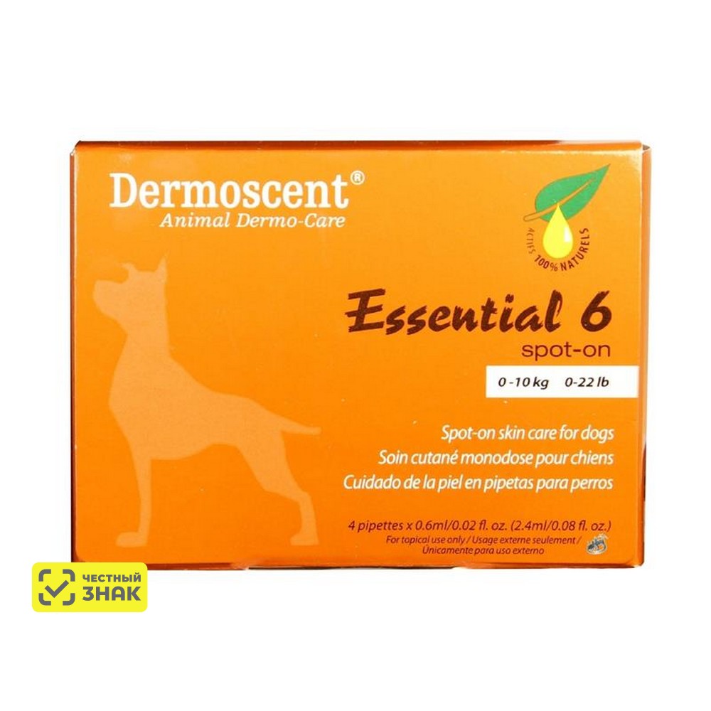 

LDCA Dermoscent Essential 6 spot-on Витамины для собак до 10 кг, 4 пипетки